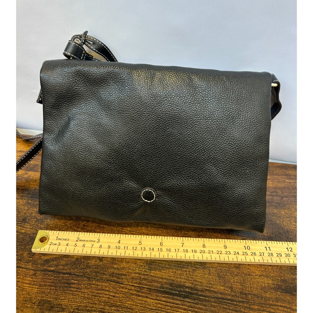 J JILL Do It All Crossbody Black Pebbled Leather Soft Fold Bag Minimalist Purse - Picture 5 of 16